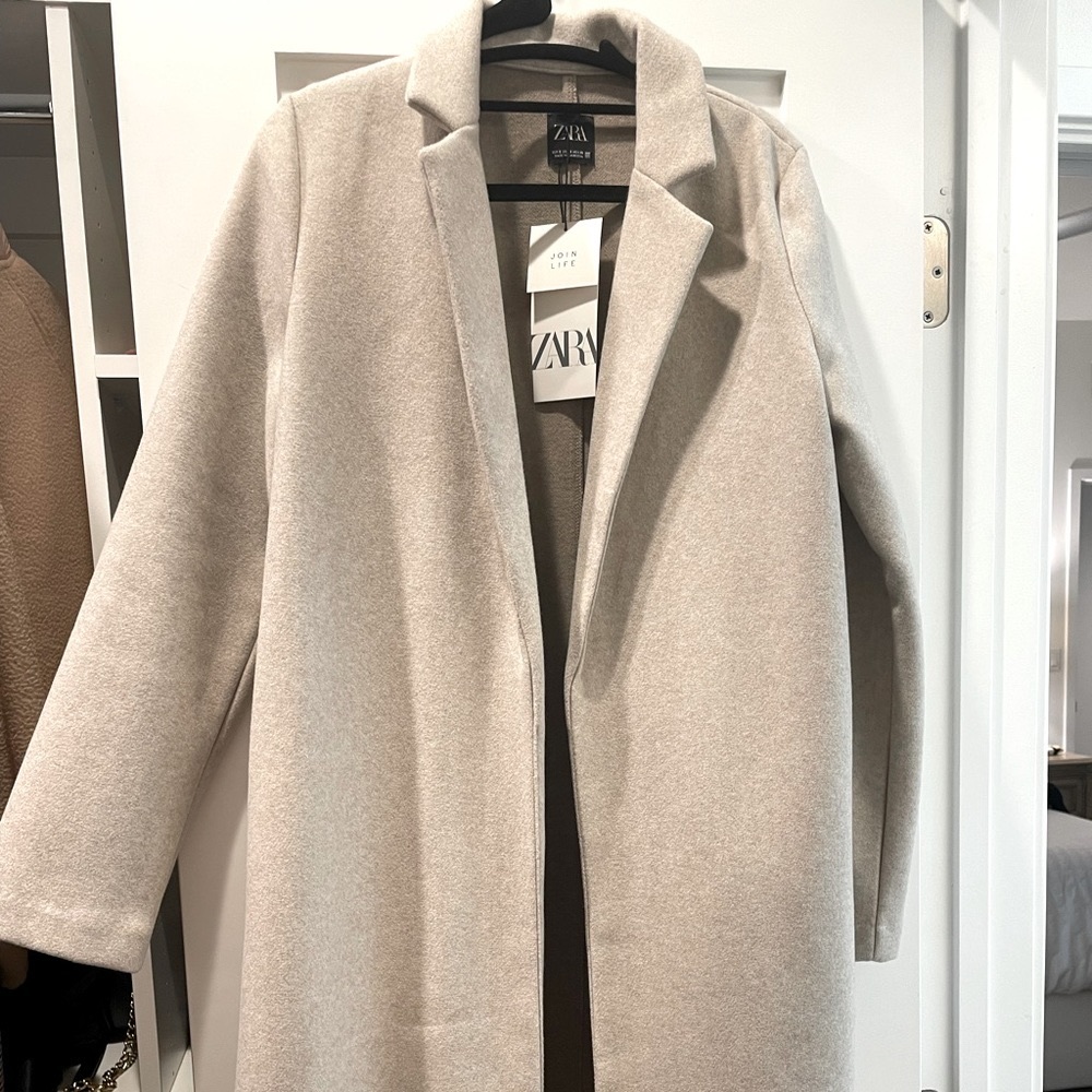 Zara Lapel Coat in color Sand